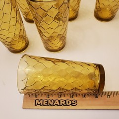 Vtg Anchor Hocking Set of 6 Amber Honeycomb Iced Tea Glasses