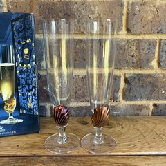 Royal Copenhagen Ltd Ed Crystal Champagne Flute Glasses 1999-2000 Neptun 2