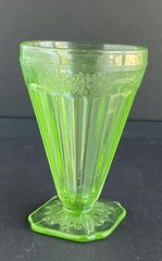 Vintage Jeannette Green Depression Glass Footed Ice Tea Tumbler Decor Cup