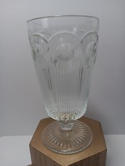 4 VINTAGE BARTLETT COLLINS BULLS EYE GLASS FOOTED TUMBLER Indiana Thumbprint