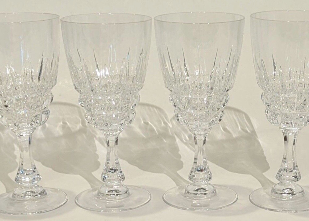 Set/4 Vintage Cristal D’Arques-Durand POMPADOUR Crystal Wine Goblet Glass 6.75″