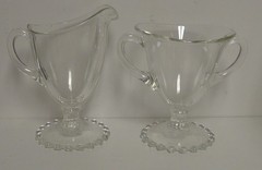 Imperial CANDLEWICK Footed Creamer Sugar Set BEADED BASE (400 31)