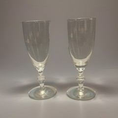2-Vtg Libbey Georgian Bamboo Stem Champagne Flutes Whiskey Sour Retro Barware