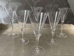 Lot of 6 Vera Wang Wedgwood STILETTO Crystal Wine Glass (3) & Water Goblets (3)