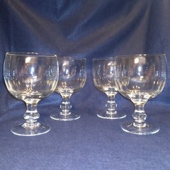 Cut Crystal Goblet Optic Panel Schooner Margarita Fish Bowl Glasses Set Of 4