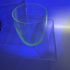 Vintage Uranium Glass Small Green Juice Tumbler 2.75” Mid Century GLOWS