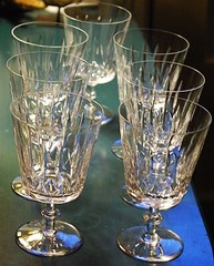 Vtg Set 7 EDINBURGH CRYSTAL ED130 Vertical Hand Cut Water Goblet Glasses SIGNED