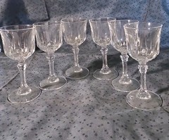 Set of Six Vintage Cut Crystal Small Goblets/Wine Glasses