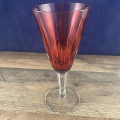 Cranberry Glass Conical Stemmed Glass Red Clear 3″Dia x 6.25″H