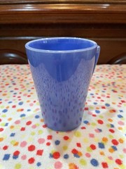 Homer Laughlin Riviera Handled Tumbler Mauve Blue Excellent