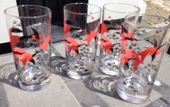 Canadian Geese Pink & Black Set Of Four Anchor Hocking Glass Tumblers