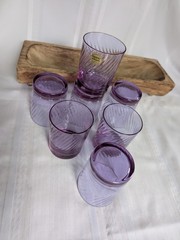 Cristal d’Arques Alexandrite Neodymium Color Changing Swirl Tumbler Set of Seven