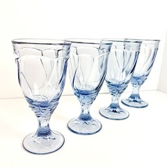 Vintage Set Of 4 Noritake «Sweet Swirl» Light Blue Iced Tea Goblets 7 3/8″ Tall