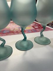 Set of 6 Vintage Libbey Z Stem Glasses Frosted Satin Pastel Wine Drinkware Party