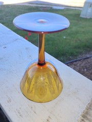 Tiffin Chairman Amber 4 3/8″ Champagne Tall Sherbet Stem 14196 Flower Medallion