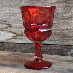Fostoria Water Glass Goblet Argus Ruby Red Pattern 6.5”T Vtg Glassware
