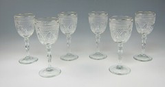 Lot of 6 Cris D’Arques/Durand ANTIQUE GOLD-KNOB STEM Water Goblets(s)Multi Avail