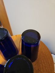 Set of 4 Libbey Teardrop Cobalt Blue Flat Tumblers 5-7/8” – 16 Oz Glasses