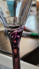 Set of 3 Vintage Libbey Domaine Amethyst Purple Tulip Stem Flutes 9″