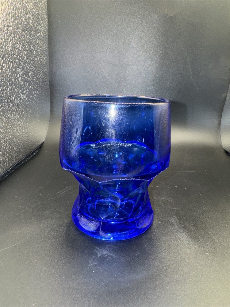 8 oz. Flat Tumbler Looks To Be Hazel Atlas Georgian In Blue 3 3/4”
