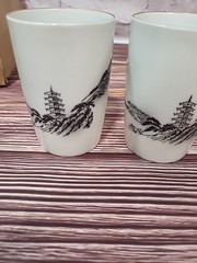 4 Fukagawa Arita Landscape #903 Small Tumbler Glasses 3.75 in New Old Stk Lot3