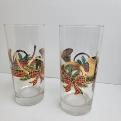 Culver Christmas 22kt Gold Yule Horn Highball Glasses – Vintage Set of 2 EUC