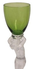 Cambridge Glass Nude Stem LIME GREEN 1oz Brandy Cordials Stemware #3011 Art Deco