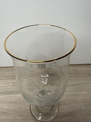 Libbey Arby’s Frosted Pine Winter Goblet Gold Rim 8” Stem Glass