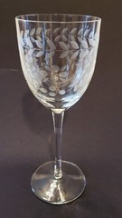 Vintage Crystal Etched Wine Glass Stemware