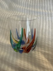 CC ZECCHIN MURANO Whisky Glass, Swirl Pattern Multi Color 4″ Tall