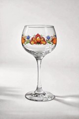 6 Vintage Hand Painted Folk Art Wine Glasses Set Floral Boho Colorful Stemware