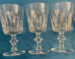 Vintage Fine Crystal 12 Panels Water, Wine Goblet 6 1/4 Set of 7 Free Ship in US
