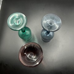 Vintage Hand-Blown Twisted Stem Cordial glasses Set Purple Green & Blue MCM