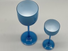 Vintage Turquoise Blue Cased Art Glass Stemware Set of 2