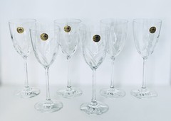 Set of 6 La Reine Italy Crystal Clear 8 OZ Wine Glasses NEW