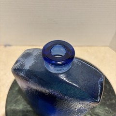 Libbey Cobalt Blue Pebbled Glass Bottle Decorative Vase, See Pics For Info!