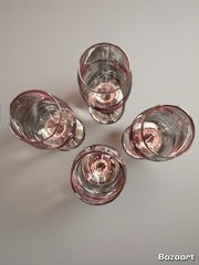 set~4 Vtg Libbey Wine Glasses Water Goblets Stemmed Premiere Pink Plum Amethyst