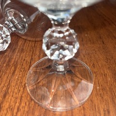 Bohemian Crystal Claudia 6.5” Wine Glasses Faceted Prism Ball Stem Set of 3