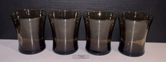 4 Anchor Hocking Linden Smokey Brown Tawny Glass Flared Tumblers Lowball Vintage