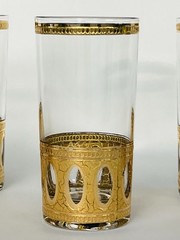 MCM Culver, LTD. Antigua Gold Highball Tumblers 5.5” 22 Karat Gold Set Of 7