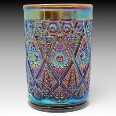 Imperial Diamond and Lace Carnival Glass Tumbler Amethyst Antique 4 Inches