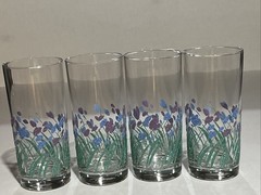 Vtg Libbey Collette Springtime Tulip Drinking Glass Set of 4 Flowers Glass 6″