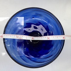 Avalos Mexican Art Glass Champagne / Sherbet Glass Cobalt Blue Swirl 3.75″ Tall.