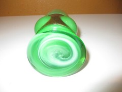Vintage Felipe Derflingher Brutalist Mexican caged glass goblet Green