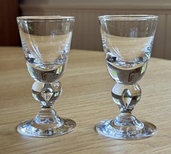 2 Steuben 7877 4.5″ Teardrop Baluster Cordial Glasses George Thompson 1940