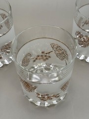 3 Mid Century Cerve DeValbor Italy Frosted & Golden Grapes Low Ball Glass’s