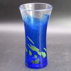 Sodalime Glass Studio Hourglass Tumbler, 6″ Royal Blue Fine Swirl, Australia