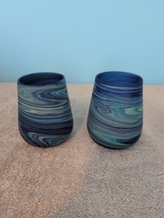 Hebron Blue Phoenician Glass Tumbler Setof 2