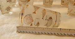 8 MCM Atomic Fish Highball Tumbler Glasses 22K Nautical MidCentury