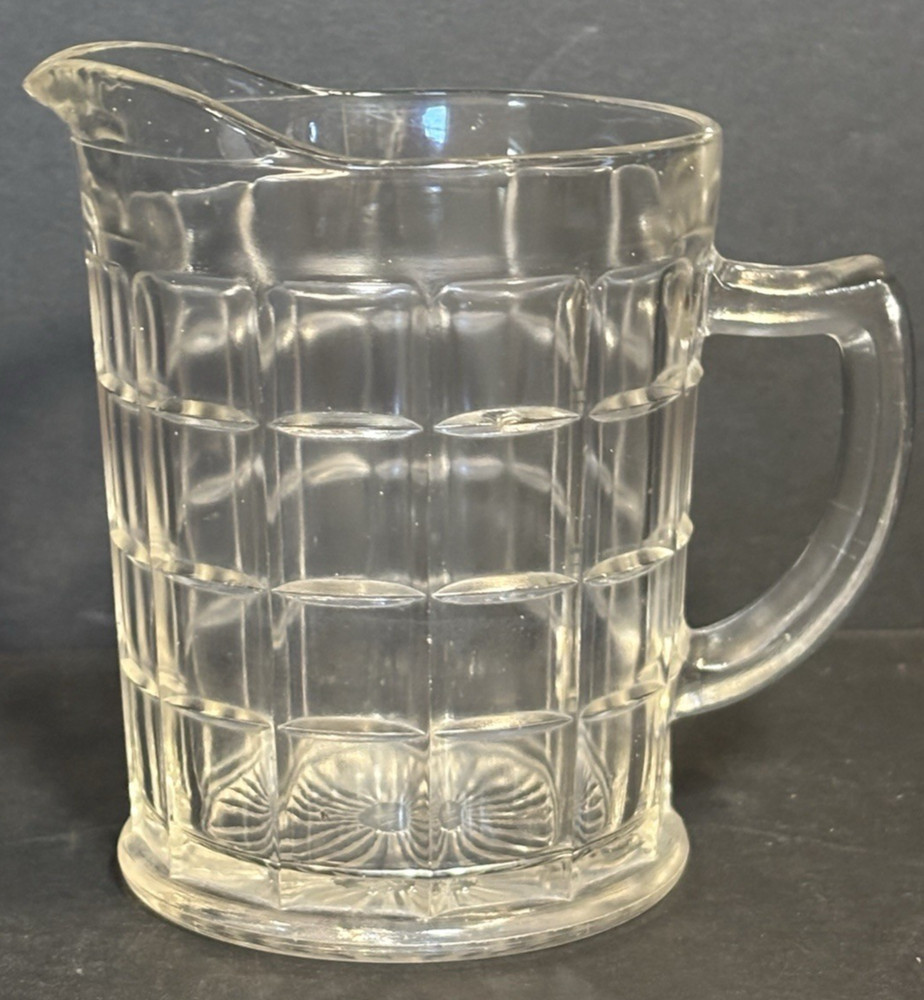 Depression Glass Circa 1930’s HAZEL ATLAS COLONIAL BLOCK Clear 8 oz CREAMER